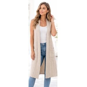 ANTHROPOLOGIE Angel of the North Longline Duster Sweater Vest Cardigan Sz M